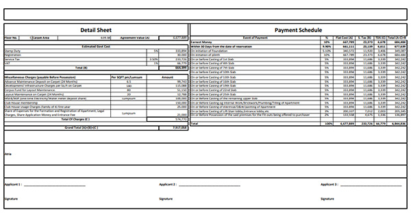 Paradigm Project Pali Hill Bandra West Costing Plan